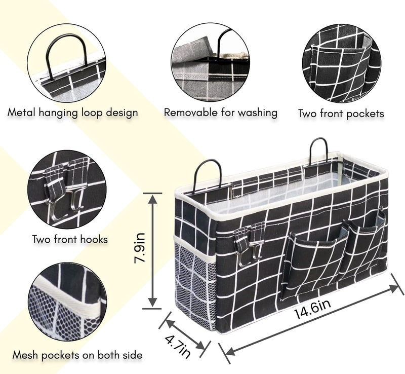 Kanrichu 2pcs Large Wall Hanging Organizer Bag, Linen Fabric Door Hanging Storage Baskets with Pockets, Waterproof Bin for Kitchen, Bedroom, Office, RV Camper (Black) - Image 5